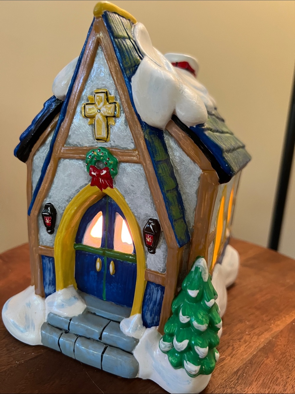 Vintage Wee Craft Hand Painted Christmas Village Church- Collectable